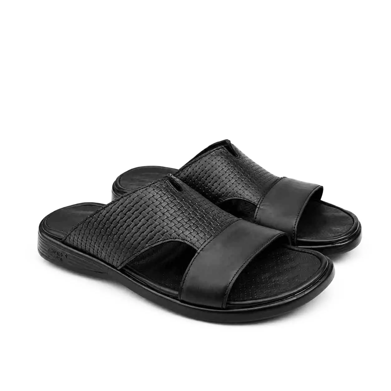 Sandale pour homme HR noir cuir   miniature